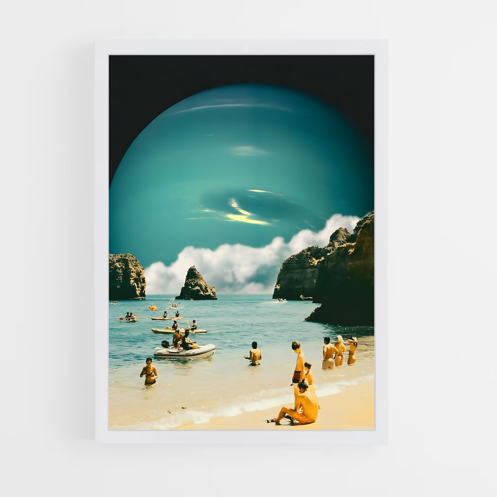 Poster Plage Surréaliste – affiche Art spatial (vue 3)
